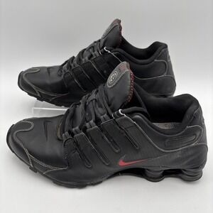 Nike Shox NZ Black Varsity Red Black Leather Shoes 378341-017 Men Size 13